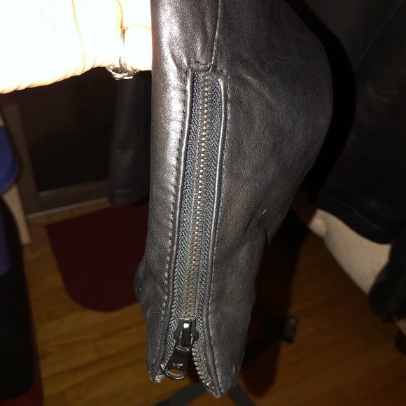 Kenneth Cole New York size Large black leather Moto jacket ultra soft pockets - Picture 9 of 10